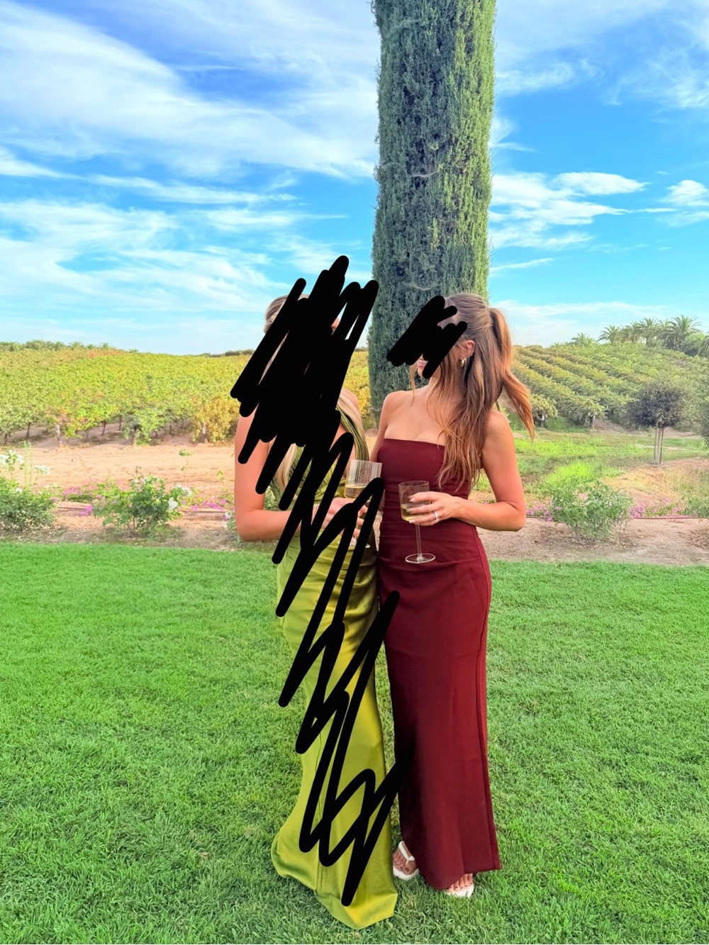Strapless Maxi Dress in Wine Red